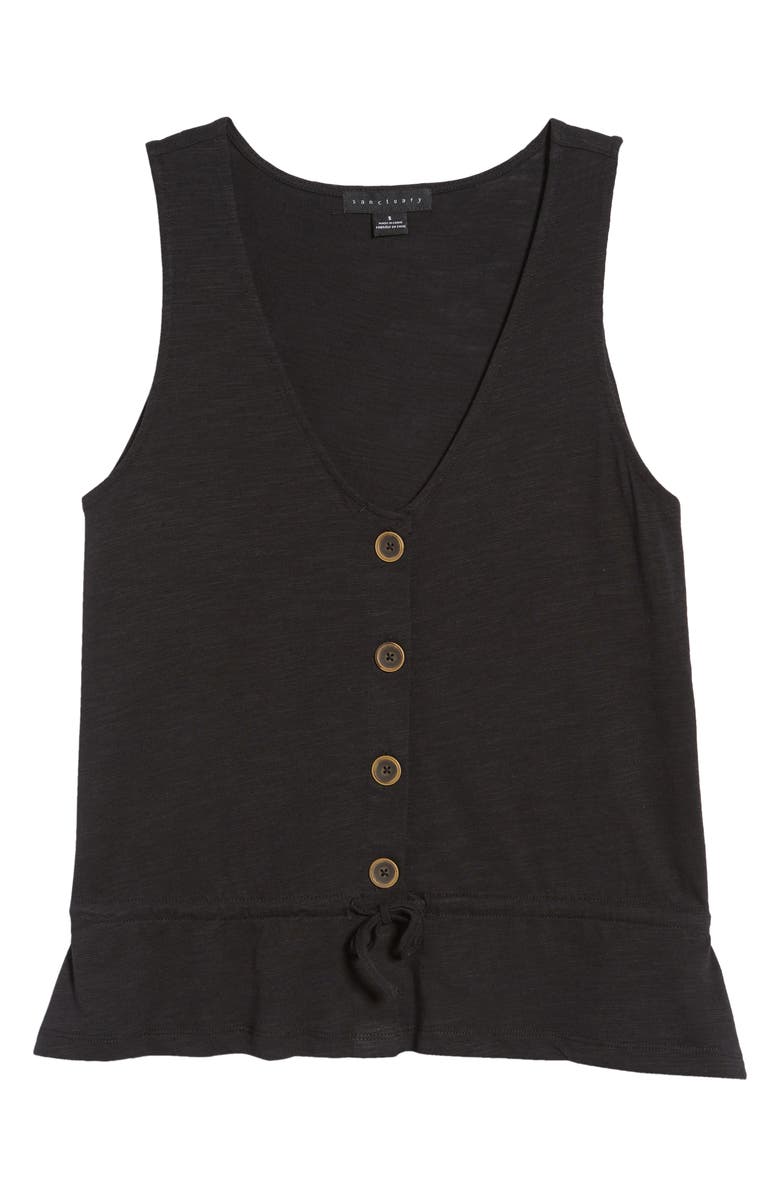 Sanctuary Heartstrings Button Tank In Black  Size Large