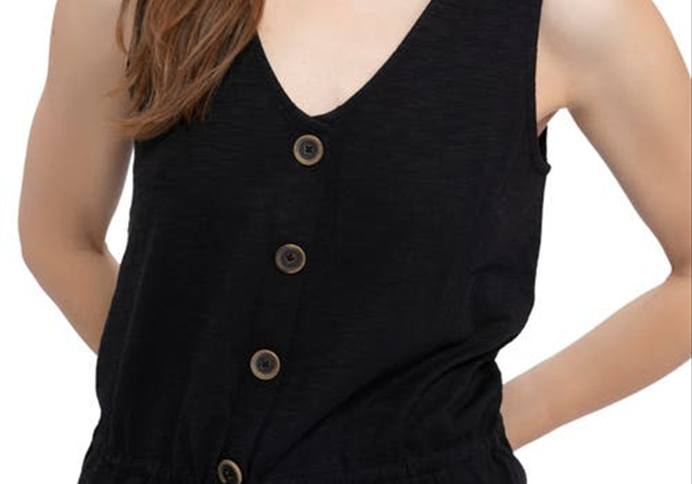 Sanctuary Heartstrings Button Tank In Black  Size Large