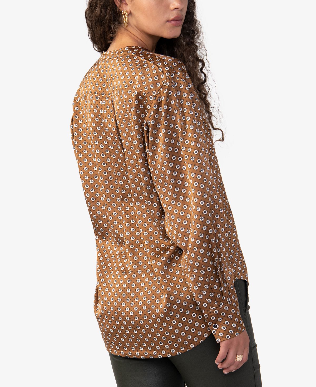 Sanctuary Women's Modern Print Blouse Brown Size Large