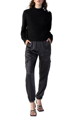 Sanctuary Women's The Fixer Satin Cargo Joggers Black Size Medium