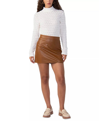Sanctuary Women's Mid Rise Faux Leather Mini Skirt Brown Size 2