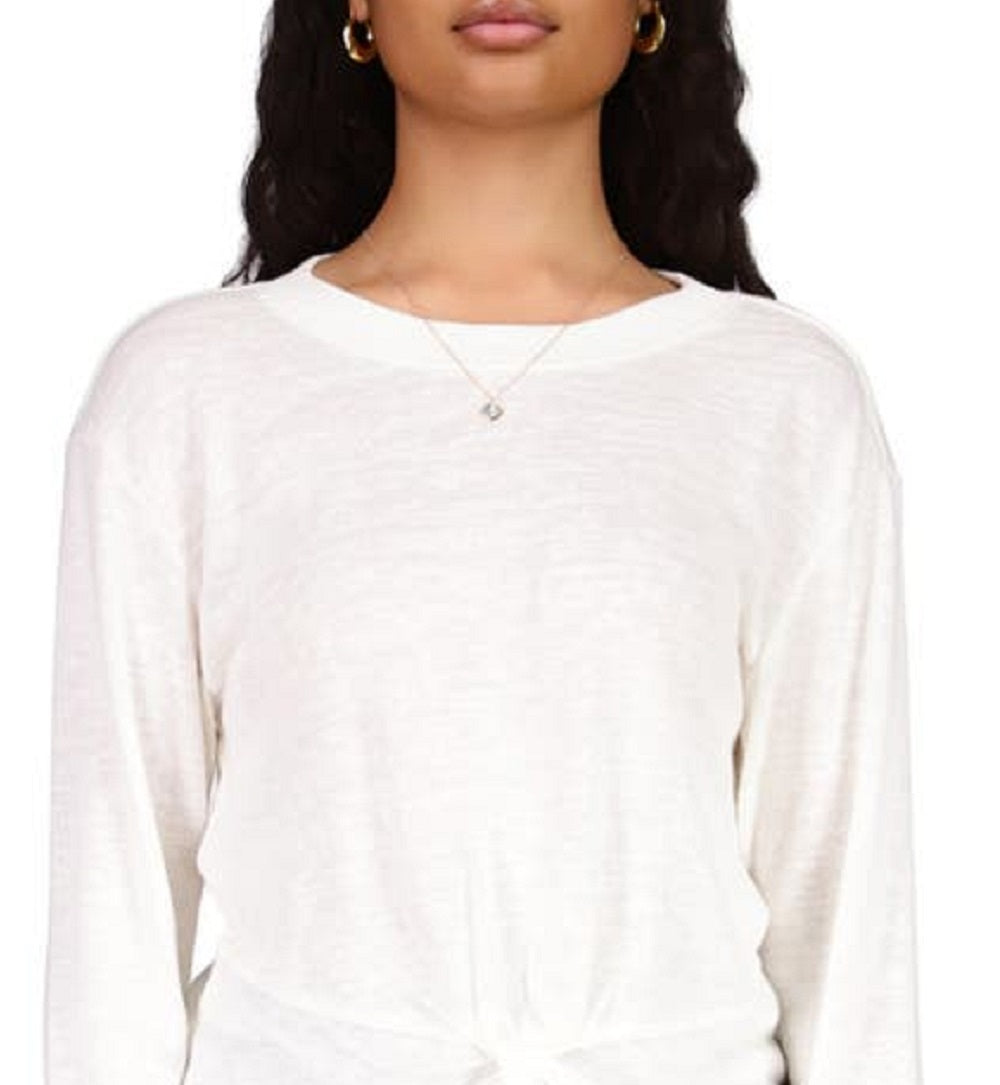 Sanctuary Women's Knot Front Knit Top White Size Large