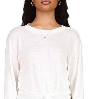 Sanctuary Women's Knot Front Knit Top White Size Large