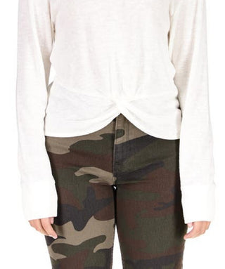 Sanctuary Women's Knot Front Knit Top White Size Large