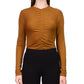 Sanctuary Women's Long Sleeve Ruched Top Brown Size XX-Small