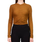 Sanctuary Women's Ruched Long Sleeve Crop Top Brown Size X-Small