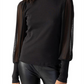 Sanctuary Women's n My Mind Mesh Sleeve Mock Neck Top Black Size Medium