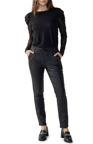 Sanctuary Women's Hayden Tie Waist Faux Leather Pants Black Size Medium