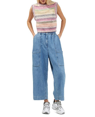 French Connection Women's Kasper Space Dye Stripe Sweater Vest Pink Size Large