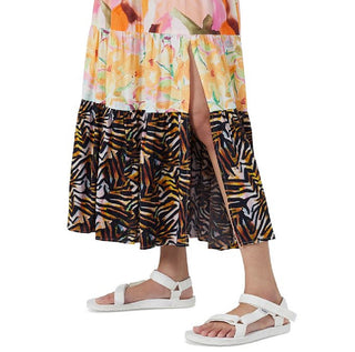 French Connection Women's Isdra Mix Print Tiered Skirt Yellow Size 6