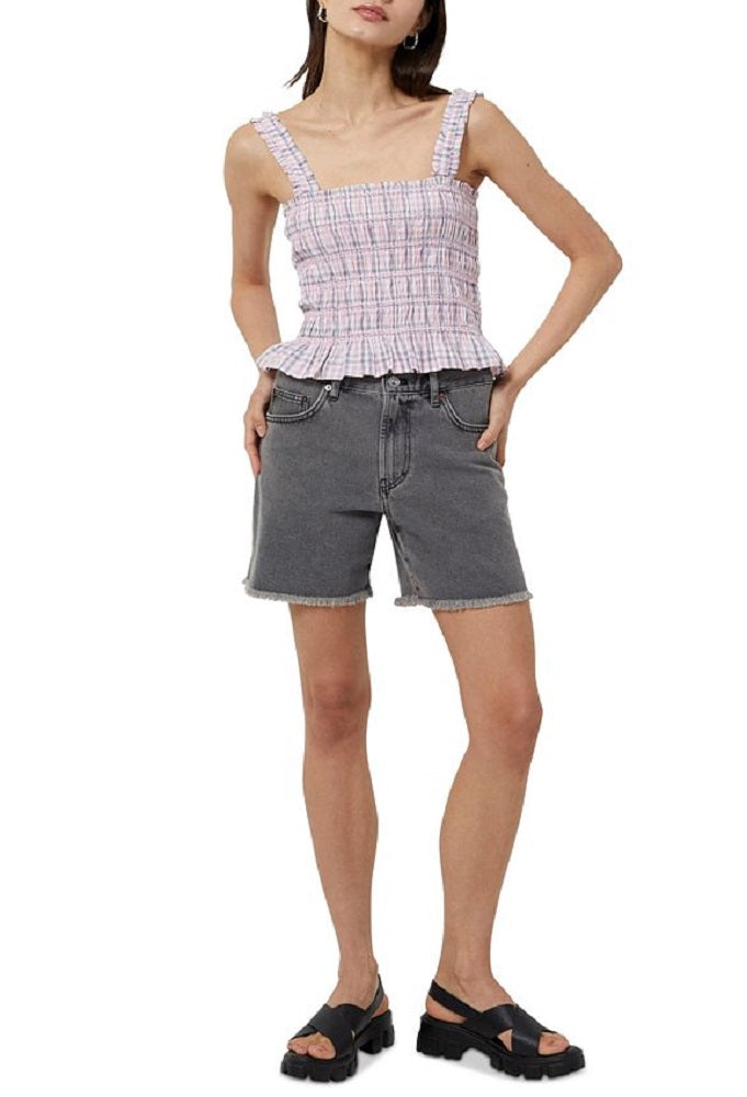 French Connection Women's Yaki Check Smocked Tank Pink Size 4