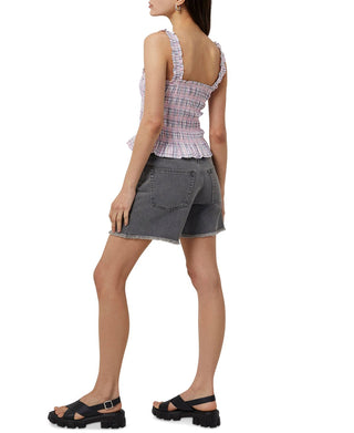 French Connection Women's Yaki Check Smocked Tank Pink Size 4