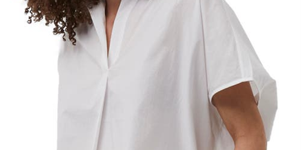 French Connection Women's Cele Rhodes Cotton Blouse White Size X-Small