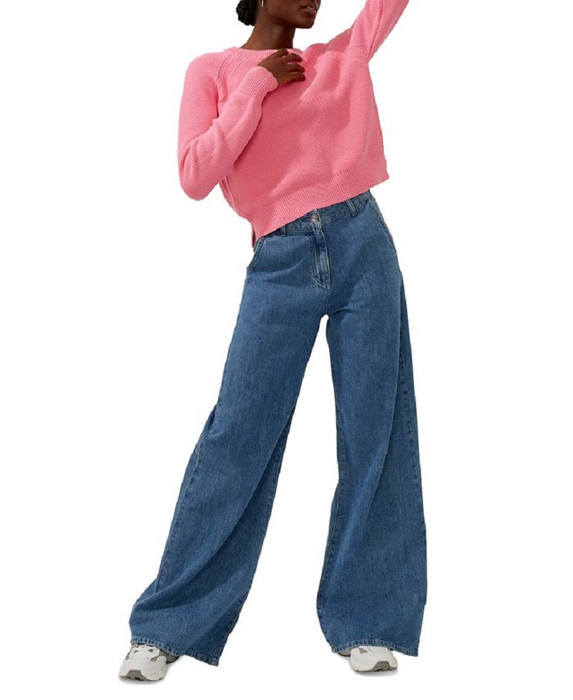 French Connection Women's Lilly Mozart Cotton Sweater Pink Size Small