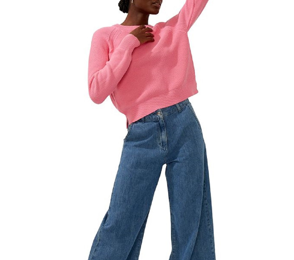 French Connection Women's Lilly Mozart Cotton Sweater Pink Size Small