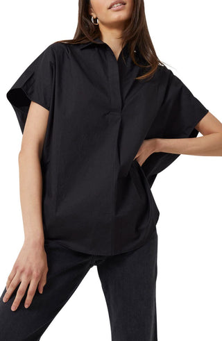 French Connection Women's Cele Rhodes Cotton Blouse Black Size Small