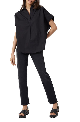 French Connection Women's Cele Rhodes Cotton Blouse Black Size Small