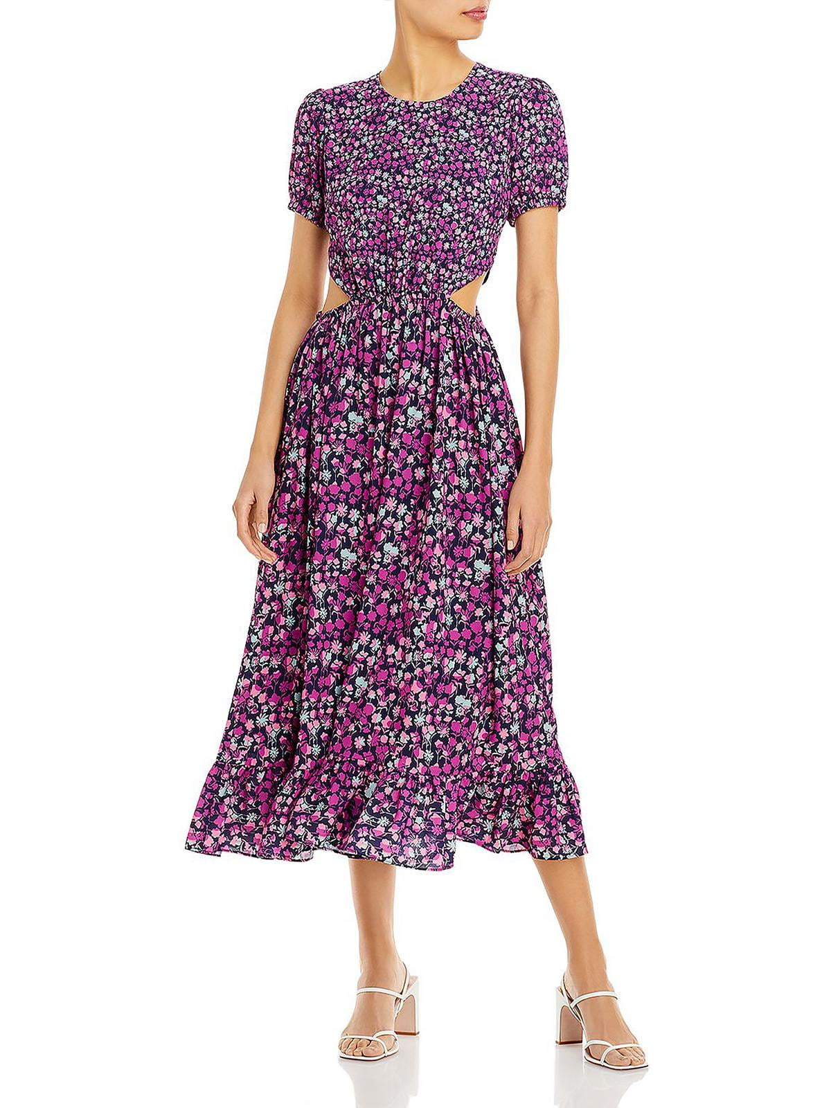 French Connection Women's Floral Cutout Midi Dress Purple Size 4