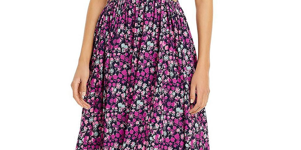 French Connection Women's Floral Cutout Midi Dress Purple Size 4