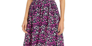 French Connection Women's Floral Cutout Midi Dress Purple Size 4