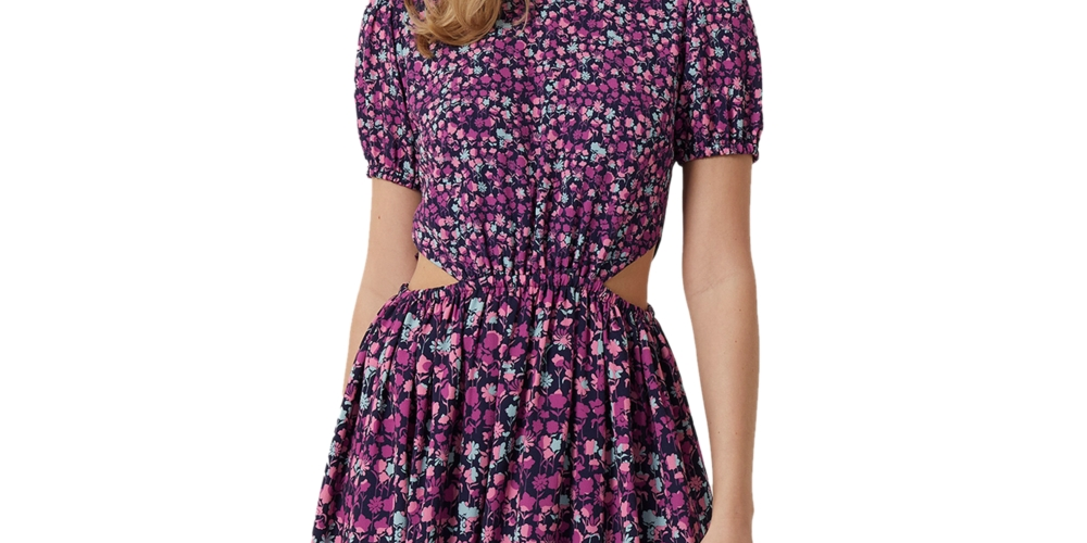 French Connection Women's Floral Cutout Midi Dress Purple Size 4