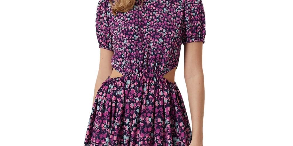 French Connection Women's Printed Cutout Midi Dress Purple Size 10