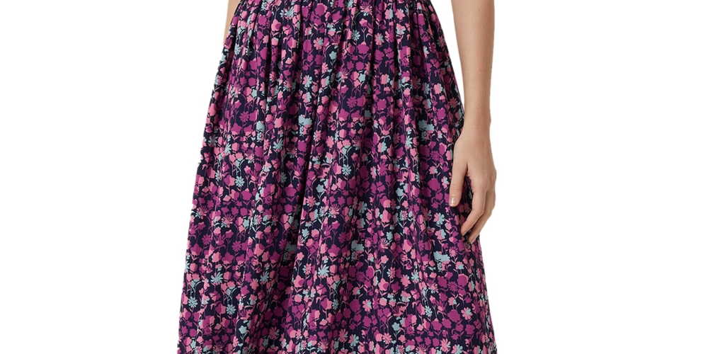 French Connection Women's Printed Cutout Midi Dress Purple Size 0