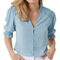 French Connection Women's Crepe Crop Blouse Blue Size 10
