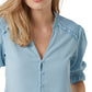 French Connection Women's Crepe Crop Blouse Blue Size 10