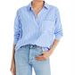French Connection Women's Thick Stripe Relaxed Fit Shirt Blue Size S