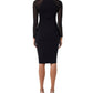 French Connection Viven Long Sleeve Mesh Panel Sheath Dress in Black Size 10