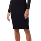 French Connection Viven Long Sleeve Mesh Panel Sheath Dress in Black Size 10
