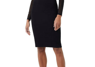 French Connection Viven Long Sleeve Mesh Panel Sheath Dress in Black Size 10