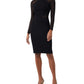 French Connection Viven Long Sleeve Mesh Panel Sheath Dress in Black Size 10