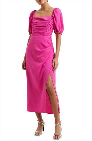 French Connection Women's Afina Inu Satin Midi Dress Pink Size M