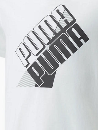 Puma Men's Power Logo Graphic Short Sleeve T-Shirt White Size Medium