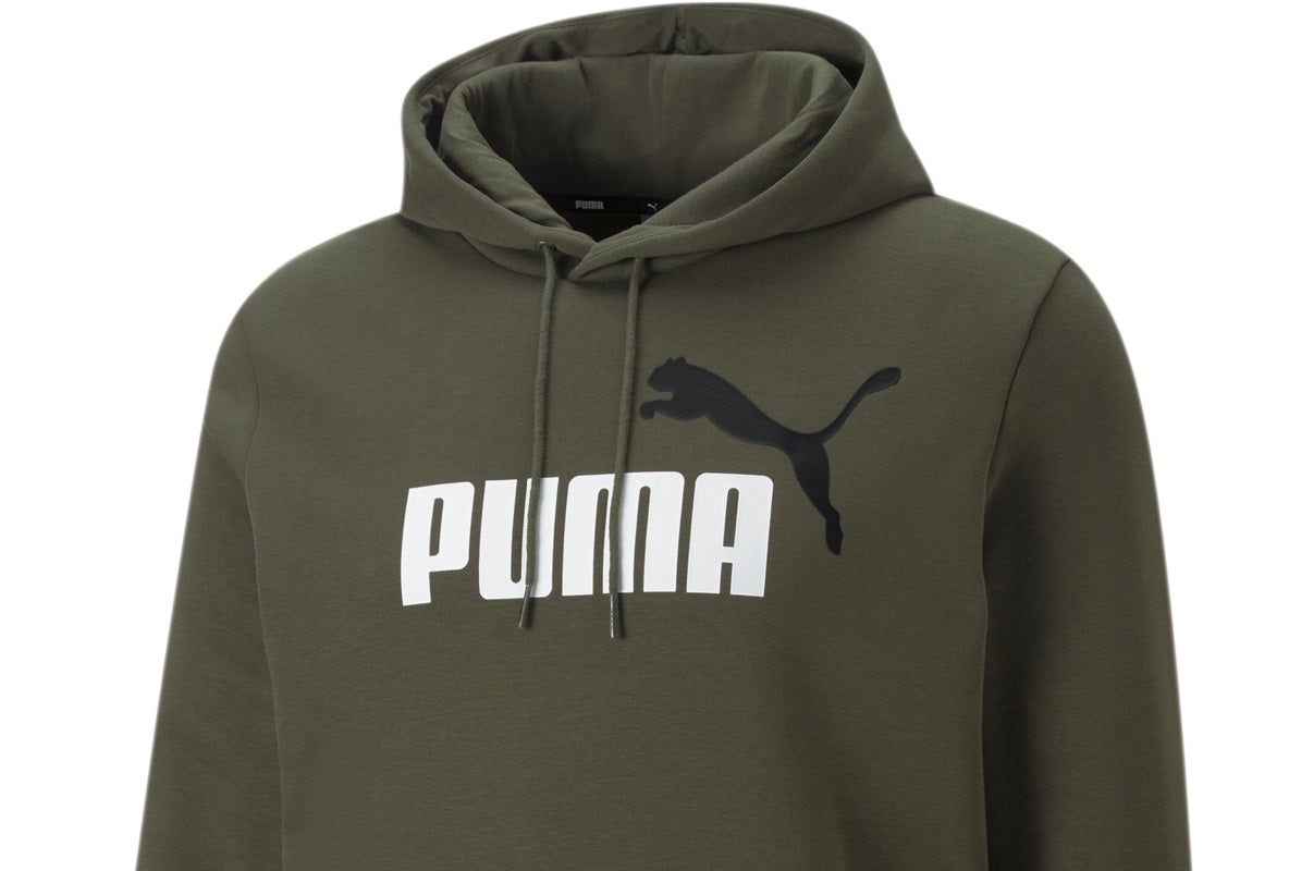 Puma Men's Essential Oversized Two Color Logo Hoodie Green Size Small