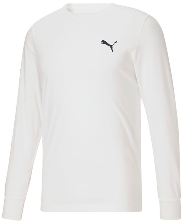 Puma Men's Long Sleeve Logo Tee White Size Medium