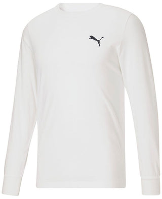 Puma Men's Long Sleeve Logo Tee White Size Medium