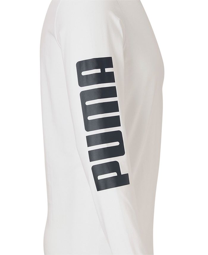 Puma Men's Long Sleeve Logo Tee White Size Medium