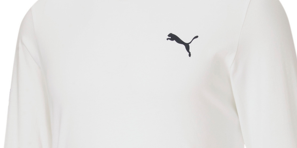 Puma Men's Long Sleeve Logo Tee White Size Medium