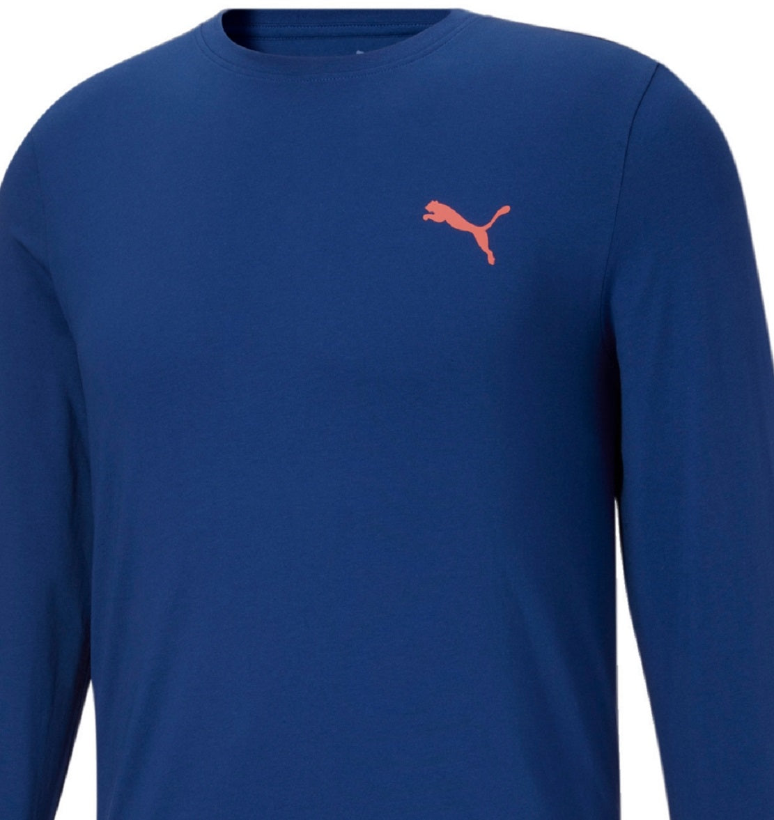 Puma Men's Long Sleeve Logo Tee Blue Size Medium