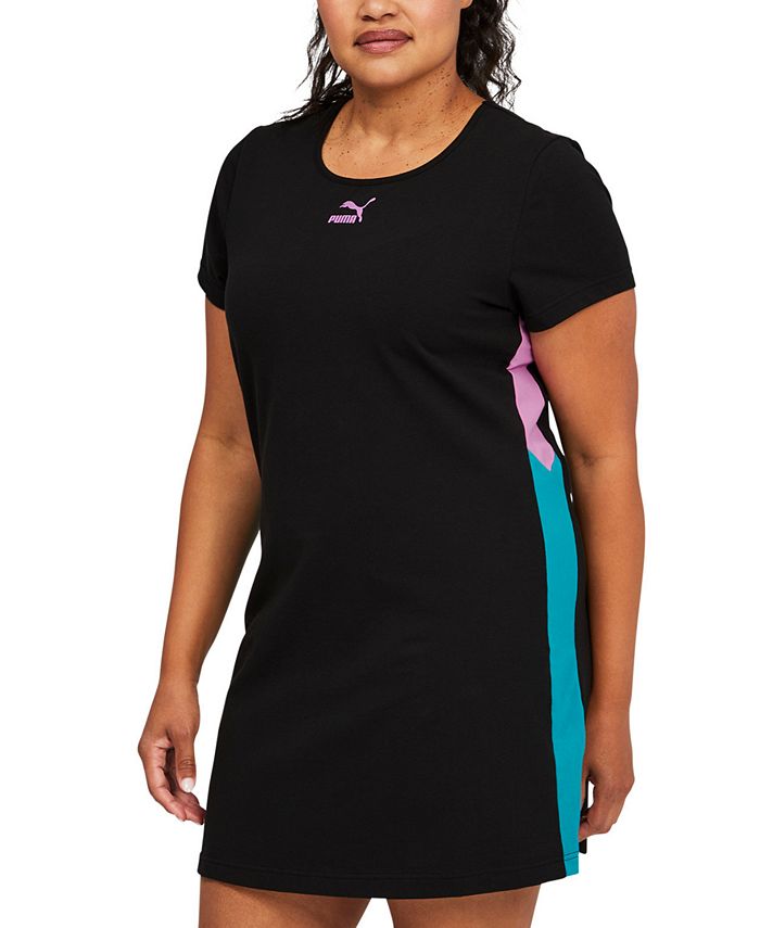 Puma Women's Colorblocked Round Neck Mini Dress Black Size 1X