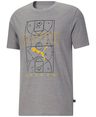 Puma Men's Basketball Court Graphic Short-Sleeve Crewneck T-Shirt Gray Size Large