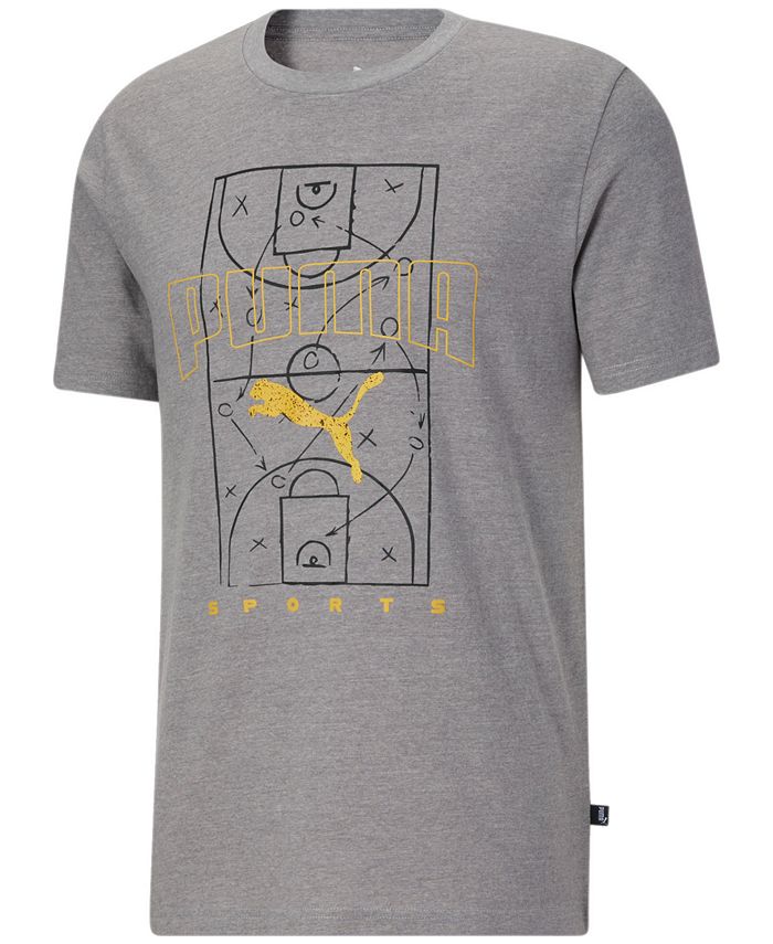 Puma Men's Basketball Court Graphic Short Sleeve Crewneck T-Shirt Gray Size XX-Large