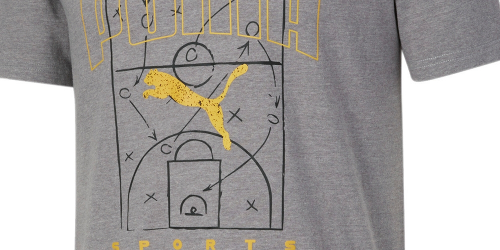 Puma Men's Basketball Court Graphic Short Sleeve Crewneck T-Shirt Gray Size XX-Large