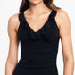 Ralph Lauren Women's Beach Club Solid Ruffle Underwire Tankini Top Black Size 10