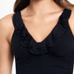 Ralph Lauren Women's Beach Club Solid Ruffle Underwire Tankini Top Black Size 10