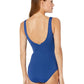 Ralph Lauren Women's Beach Club Solid Ruffle Surplice One Piece Blue Size 14