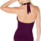 Ralph Lauren Women's Eggplant Beach Club Solids Ruffle Halter Tankini Top Pink Size 12